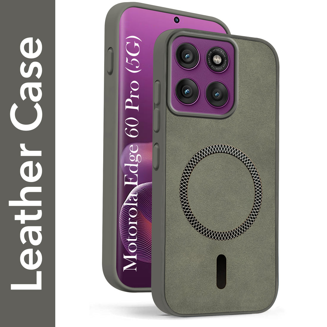 For Motorola Moto Edge 60 Pro Back Cover Case Leather Finish (MagSafe Compatible Wireless Charging | Soft Touch | Camera Bump Protection)