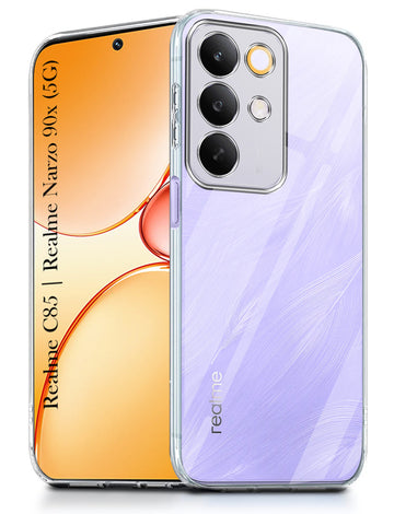 For Realme C85 5G | Realme Narzo 90x Back Cover Case Silicone (Clear Shockproof Case with Camera Protection | Soft and Flexible | Transparent)