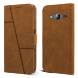 For Samsung Galaxy J3 Flip Cover Case ( Stitched Leather with Magnetic Closure)