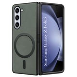 For Samsung Galaxy Z Fold 5 5G Back Cover Case (MagSafe Wireless Charging Compatible | Sleek Leather Finish | Inside Microfiber Cloth)