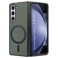 For Samsung Galaxy Z Fold 5 5G Back Cover Case (MagSafe Wireless Charging Compatible | Sleek Leather Finish | Inside Microfiber Cloth)