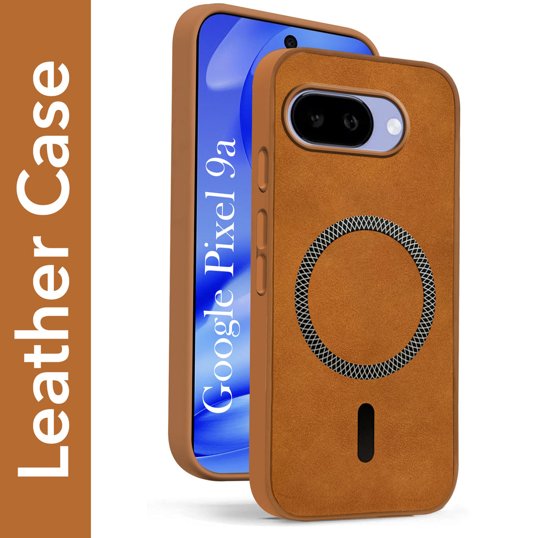 For Google Pixel 9A Back Cover Case Leather Finish (MagSafe Compatible Wireless Charging | Soft Touch | Camera Bump Protection)