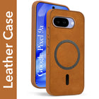 For Google Pixel 9A Back Cover Case Leather Finish (MagSafe Compatible Wireless Charging | Soft Touch | Camera Bump Protection)