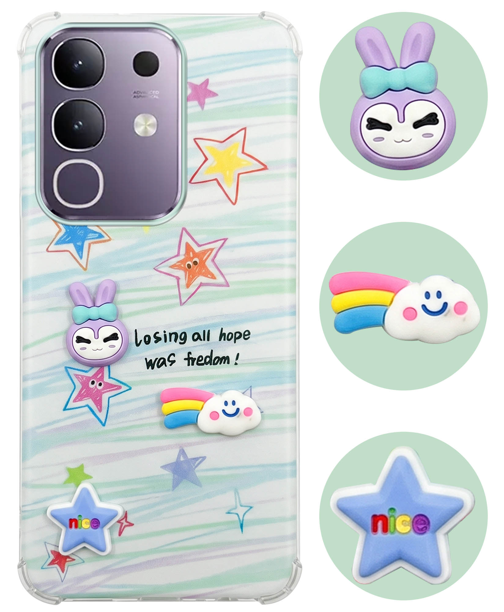 For Vivo T4x | Vivo Y31 Pro Back Cover Case (3D Cute Cartoons | Hard Back Side Soft | Matte Premium Finish | HD Printing)
