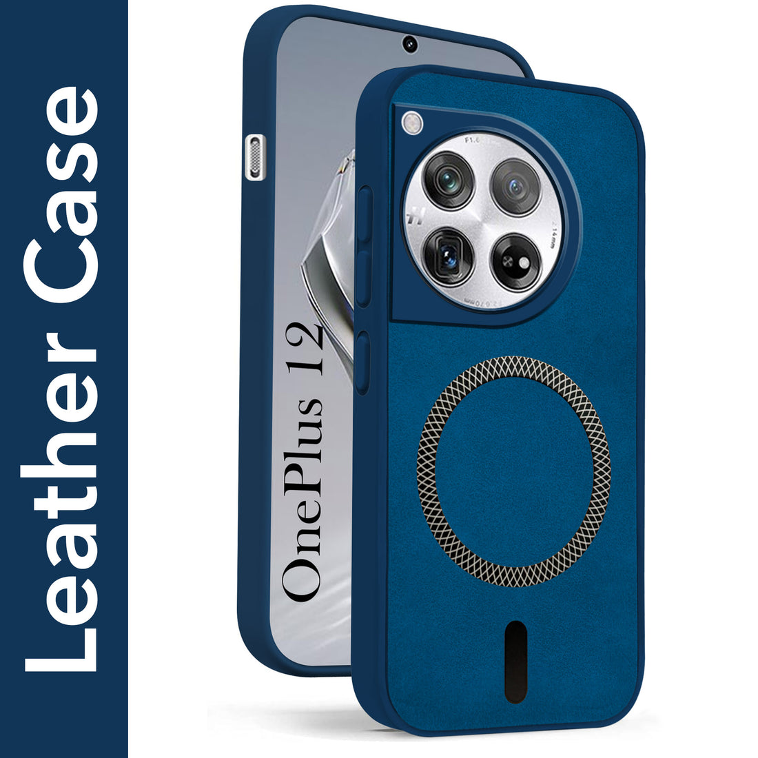 For OnePlus 12 5G Back Cover Case Leather Finish (MagSafe Compatible Wireless Charging | Soft Touch | Camera Bump Protection)
