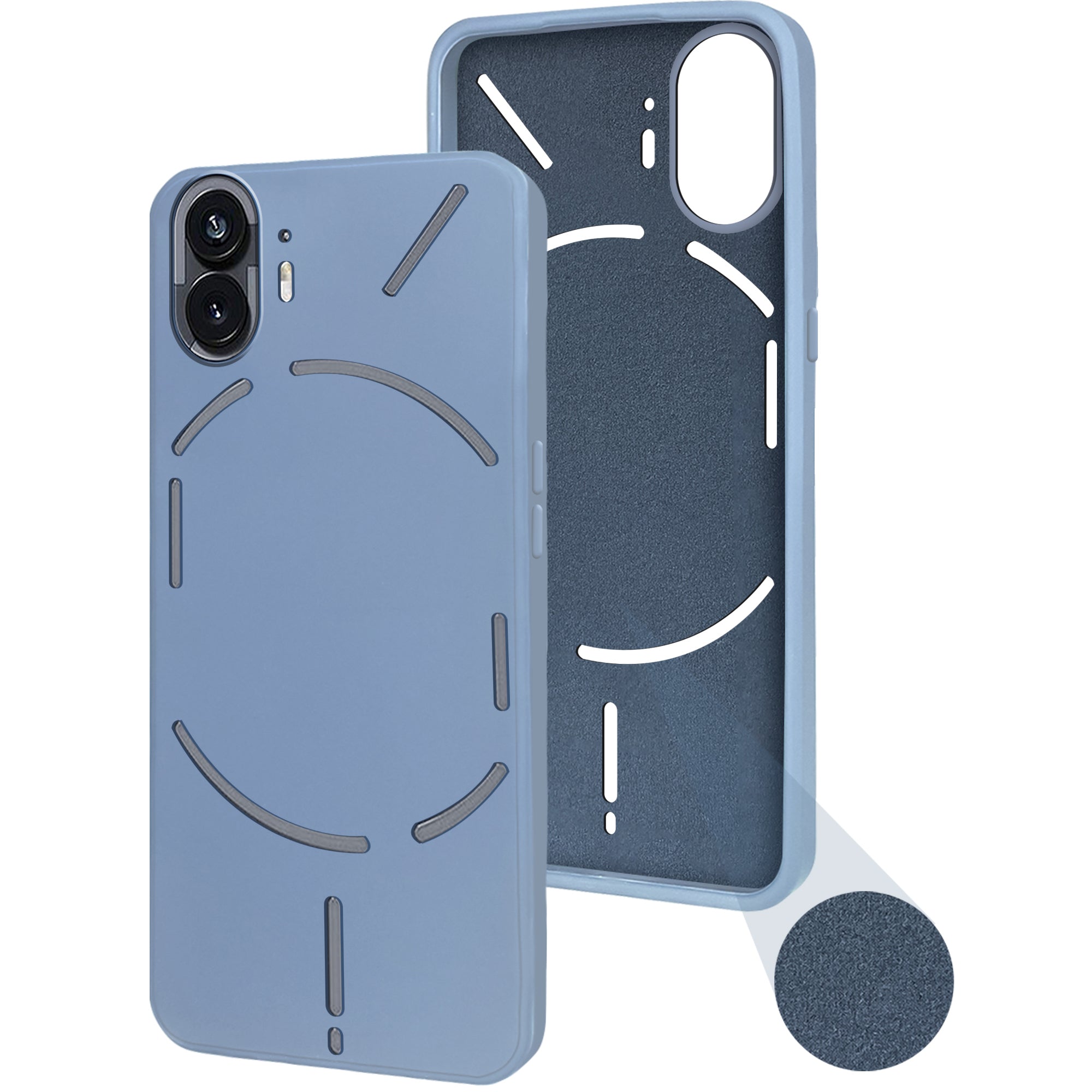 For Nothing Phone 2 Back Cover Case (Matte Finish Silicone with Inside Fiber cloth |Light Blue)