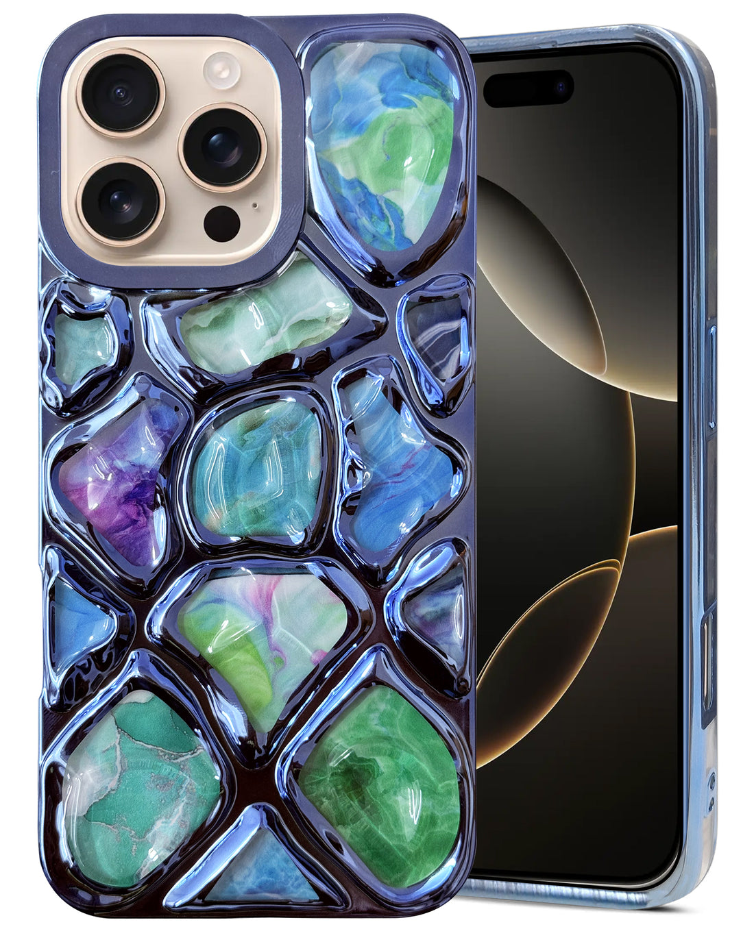 For Apple iPhone 16 Pro Back Cover Case ( Dual Design Glitter Sparkle and Detachable Diamond Print Case | Soft and Flexible)