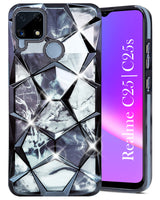 For Realme C25 | C25s Back Cover Case (Dual Design Glitter Sparkle and Detachable Diamond Print Case | Soft and Flexible)
