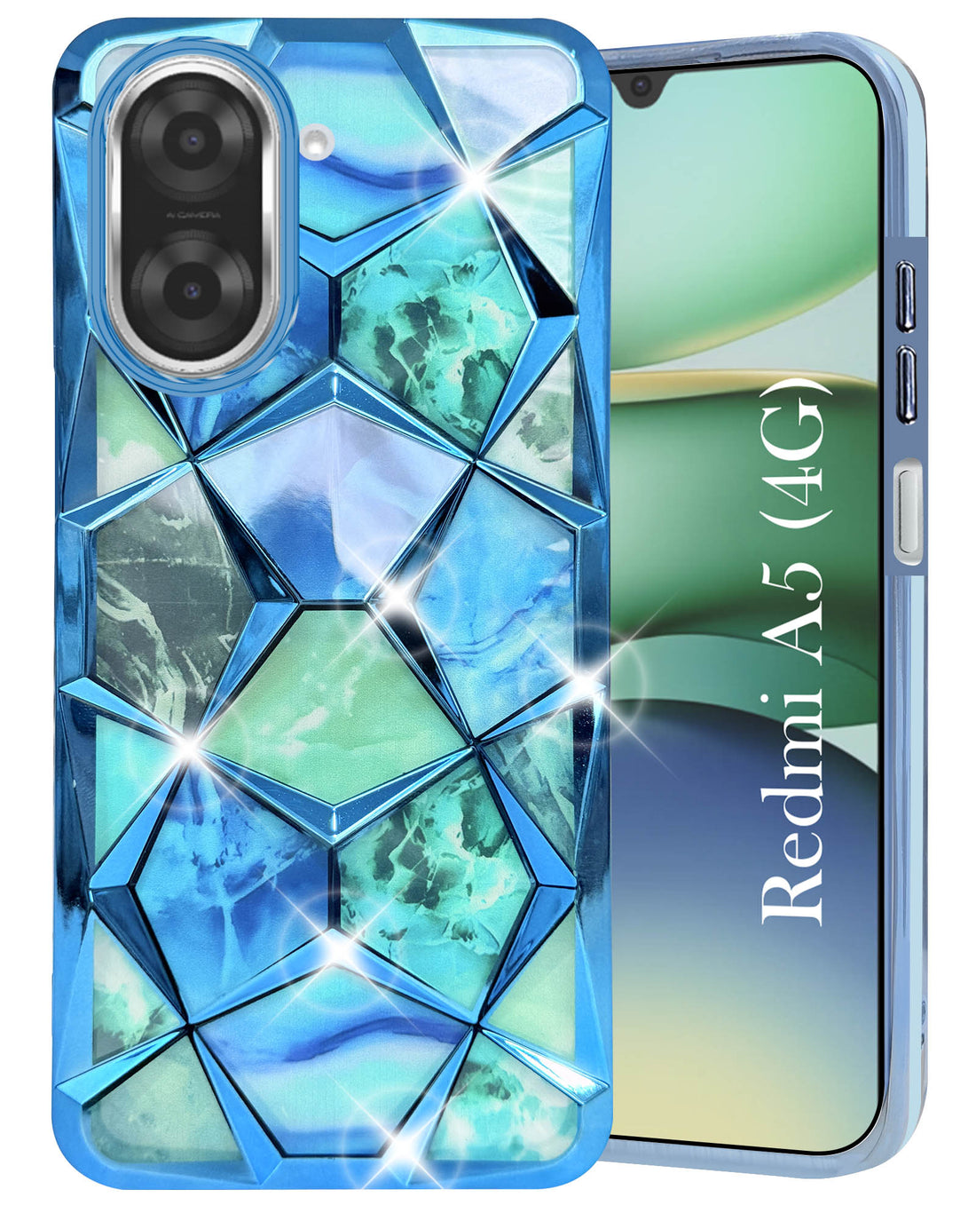 For Redmi A5 4G Back Cover Case (Dual Design Glitter Sparkle and Detachable Diamond Print Case | Soft and Flexible)