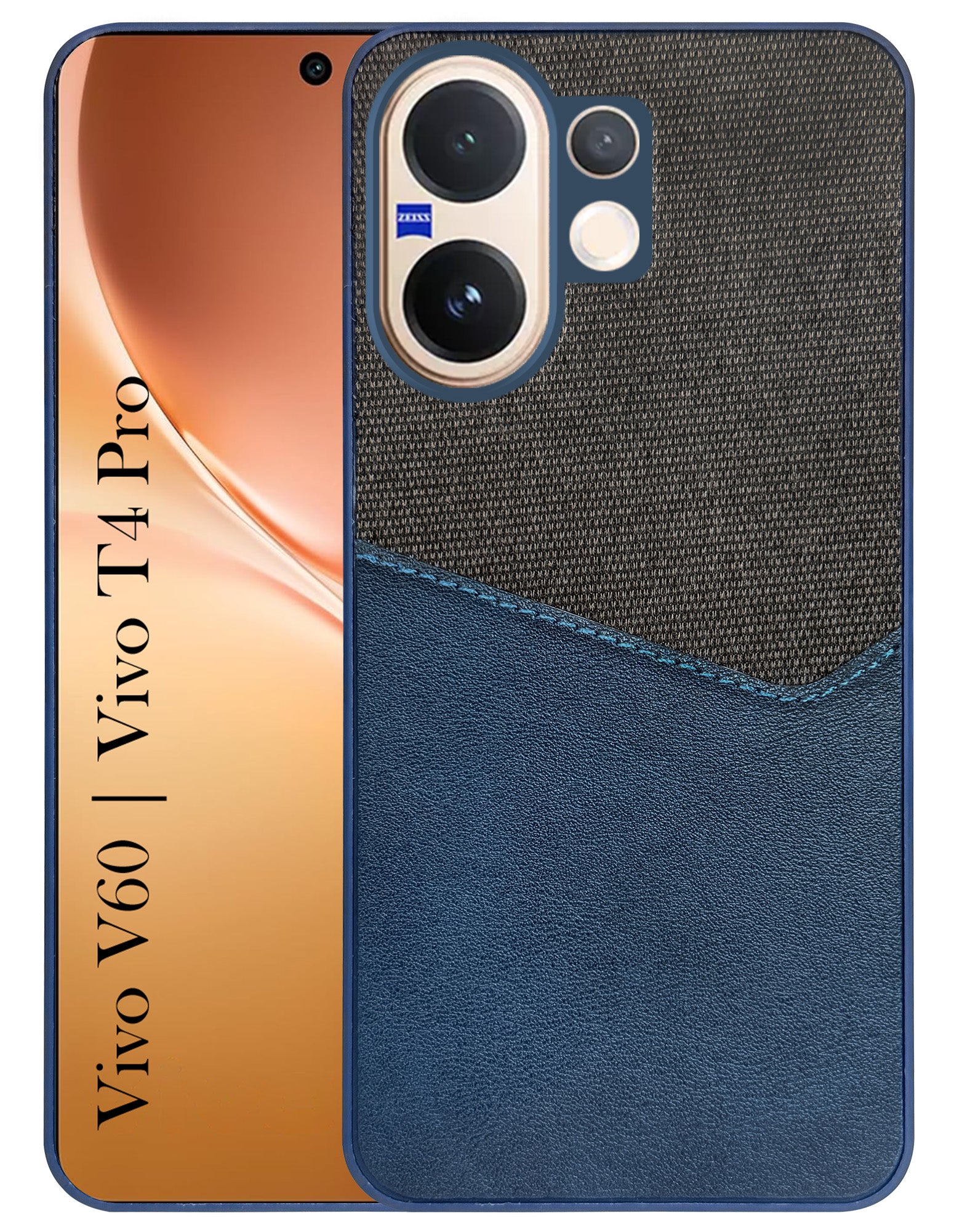 For Vivo V60 | Vivo T4 Pro Back Cover Case (Dual PU Leather Stitch | Professional Minimalist | Soft and Flexible)
