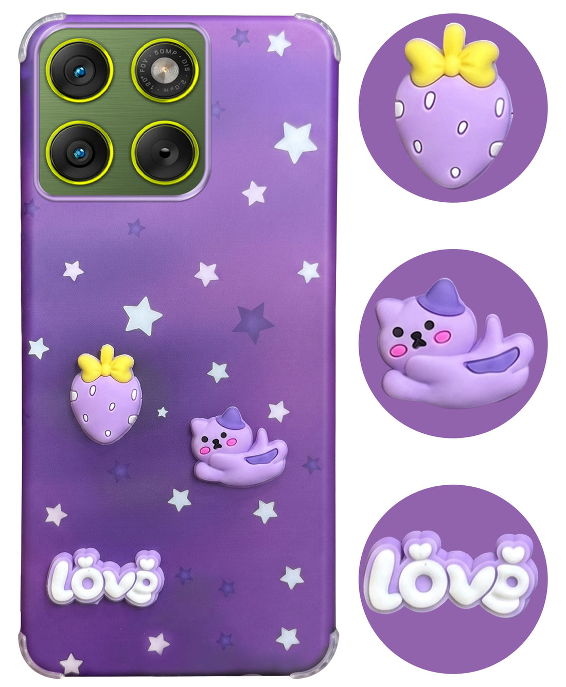 For Motorola Moto Edge 70 Back Cover Case (3D Cute Cartoons | Hard Back Side Soft | Matte Premium Finish | HD Printing)