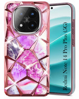 For Redmi Note 14 Pro Plus Back Cover Case (Dual Design Glitter Sparkle and Detachable Diamond Print Case | Soft and Flexible)