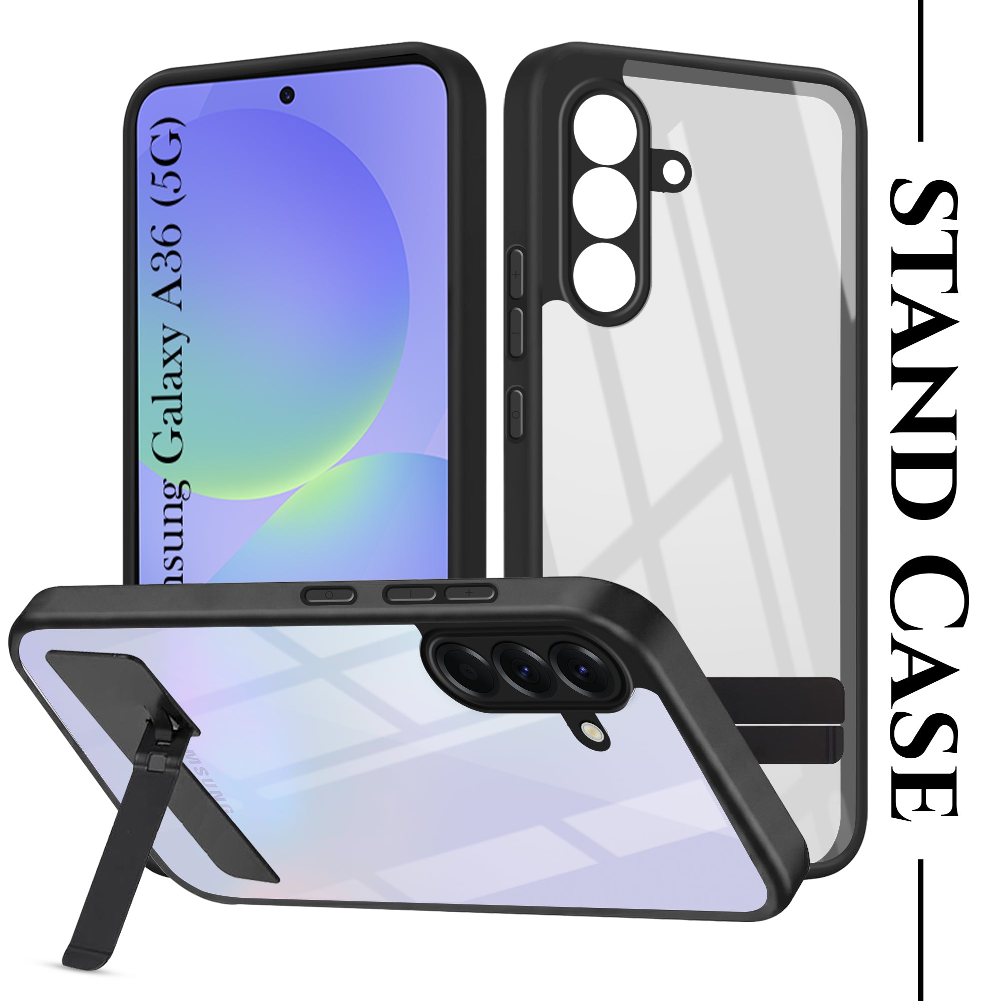 For Samsung Galaxy A36 5G Back Cover Case (Built-in Stand | Lifetime Anti Yellow | Kickstand Shockproof | Camera Protection | MagSafe Compatible)