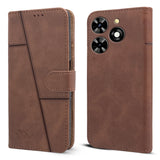 For Tecno Pop 8 Flip Case Cover (Stitched Leather with Magnetic Closure)