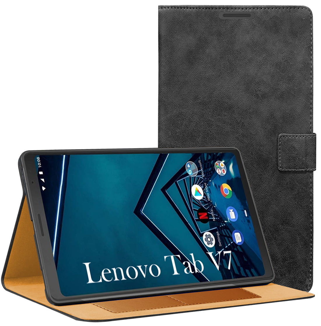 For Lenovo Tab V7 6.95 Inch PB-6505M/6505MC Flip Cover Folio Cover (PU Leather | Multi-Angle Smart Stand | Card Storage Slots | Silicone Back Pouch)