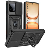 For Vivo iQOO Neo 10 Back Cover Case Hybrid Armor (Sliding Shutter Camera Protection | Polycarbonate |Ring Holder Kickstand)
