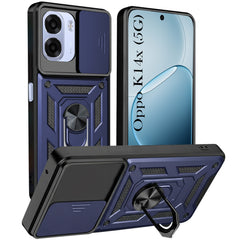 For Oppo K14x 5G Back Cover Case Hybrid Armor (Sliding Shutter Camera Protection | Polycarbonate |Ring Holder Kickstand)