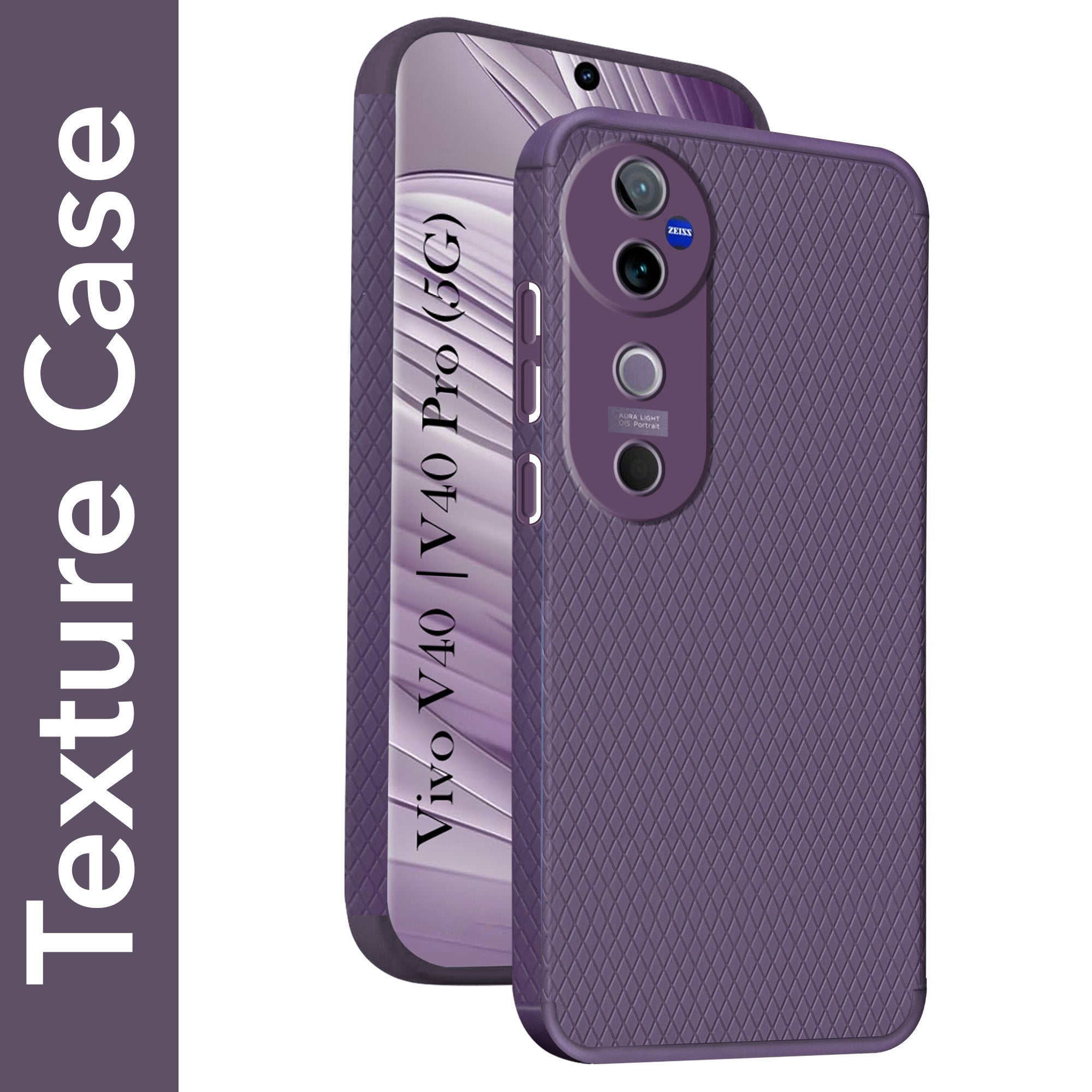 For Vivo V40 | Vivo V40 Pro 5G Back Cover Case ( Textured Design | Side Grip | Camera Protection)