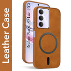 For Realme Narzo 80 Lite 5G Back Cover Case Leather Finish (MagSafe Compatible Wireless Charging | Soft Touch | Camera Bump Protection)