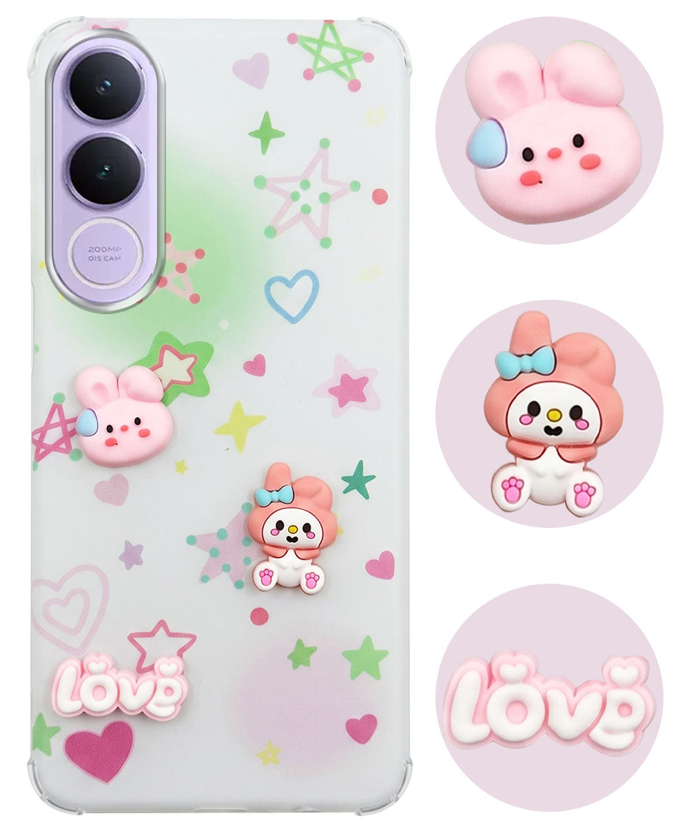 For Vivo V70 FE 5G Back Cover Case (3D Cute Cartoons | Hard Back Side Soft | Matte Premium Finish | HD Printing)