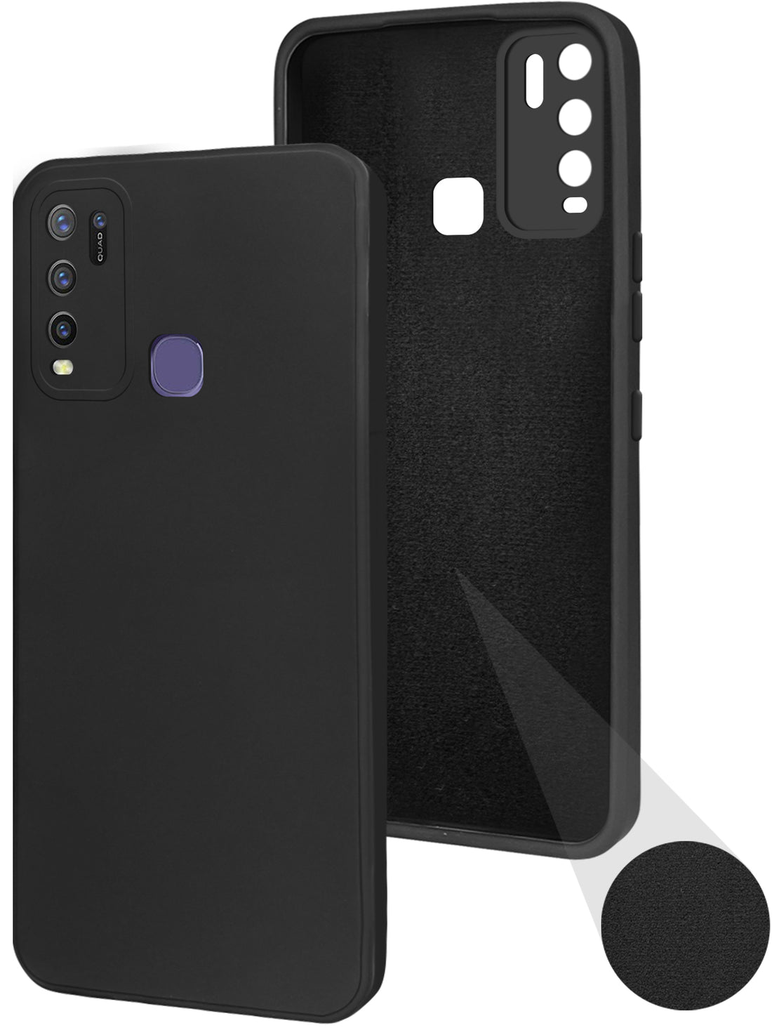 For Vivo Y50 Back Cover Case ( Matte Finish Silicone with Inside Fiber cloth)