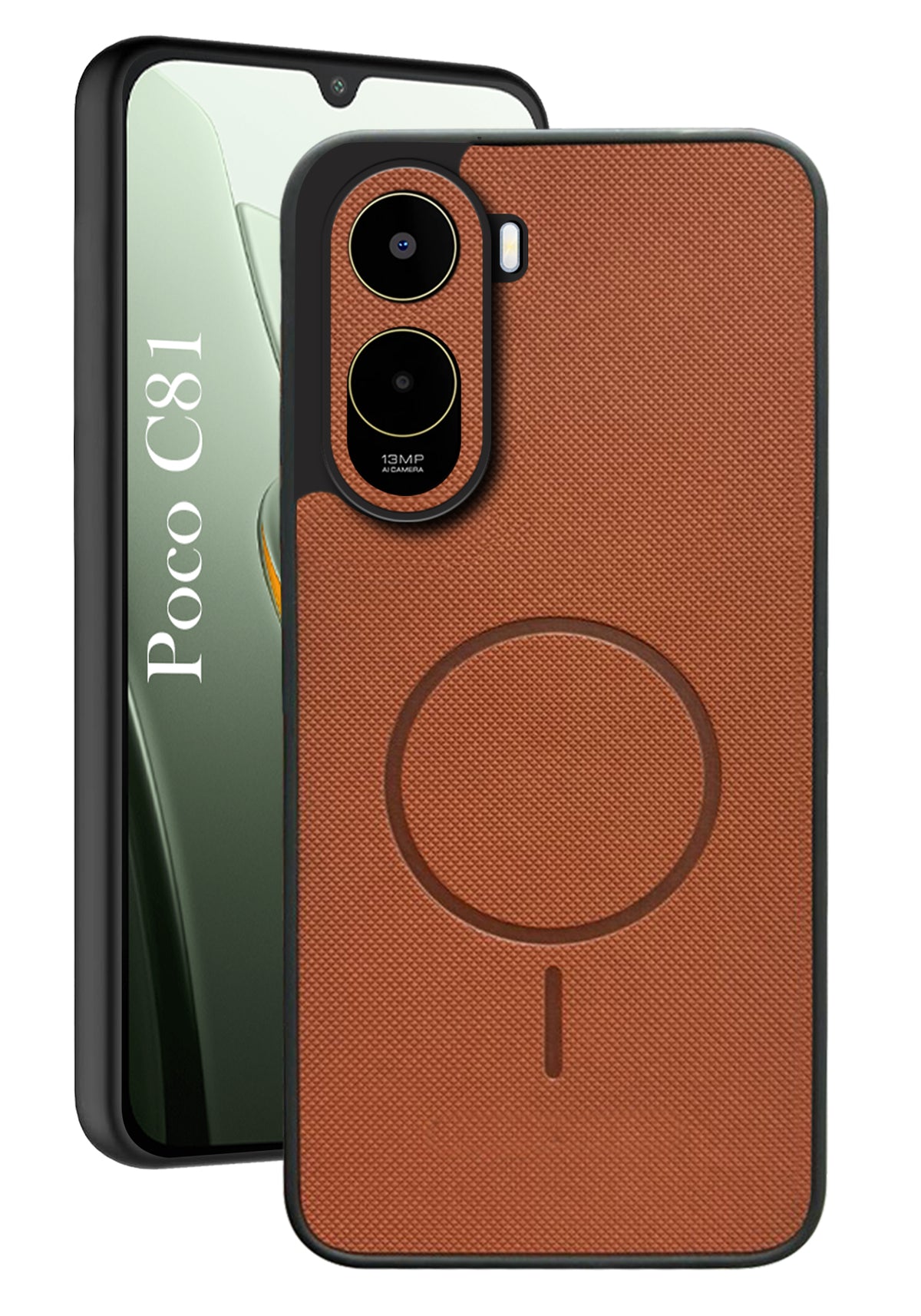For Poco C81 5G Back Cover Case PU Leather (Texture Grip Design | Professional Minimalist | Camera Protection | Soft and Flexible)