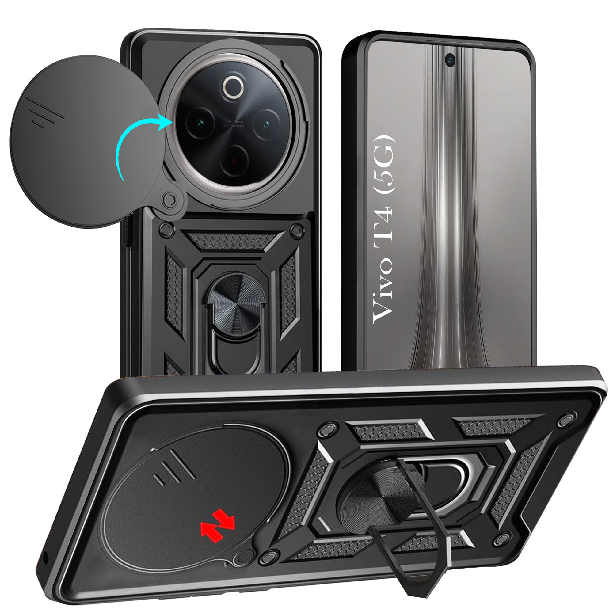 For Vivo T4 Back Cover Case (Hybrid Dual Armor Polycarbonate)