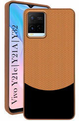 For Vivo Y21e | Vivo Y21A | Vivo Y32 Back Cover Case (Elegant PU Leather Finish | Premium Minimalist Professional | Camera Protection Bump)