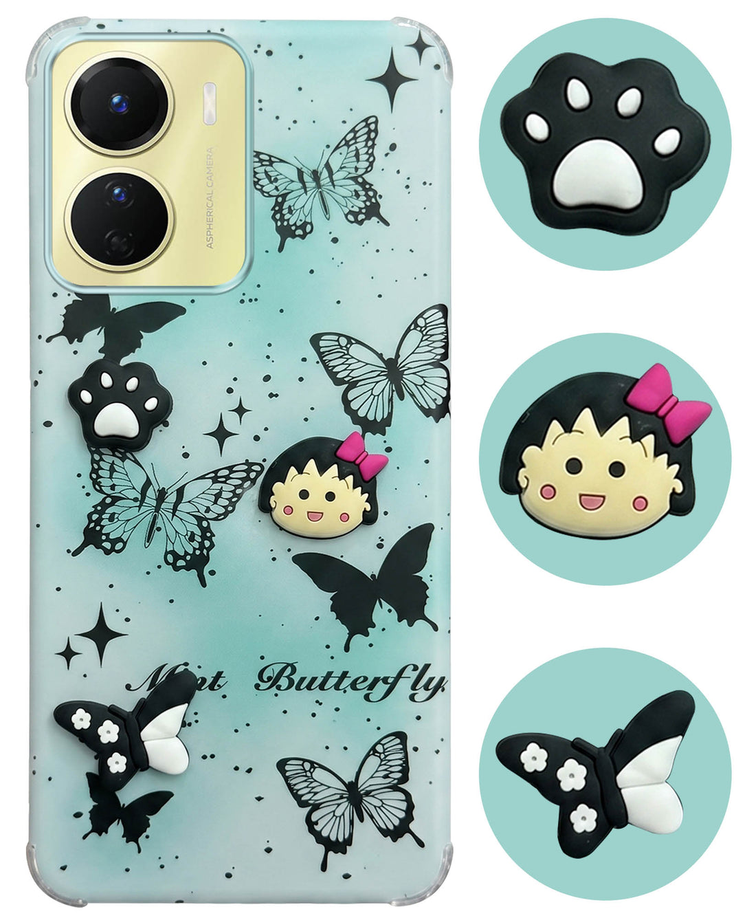 For Vivo Y16 Back Cover Case (3D Cute Cartoons | Hard Back Side Soft | Matte Premium Finish | HD Printing)