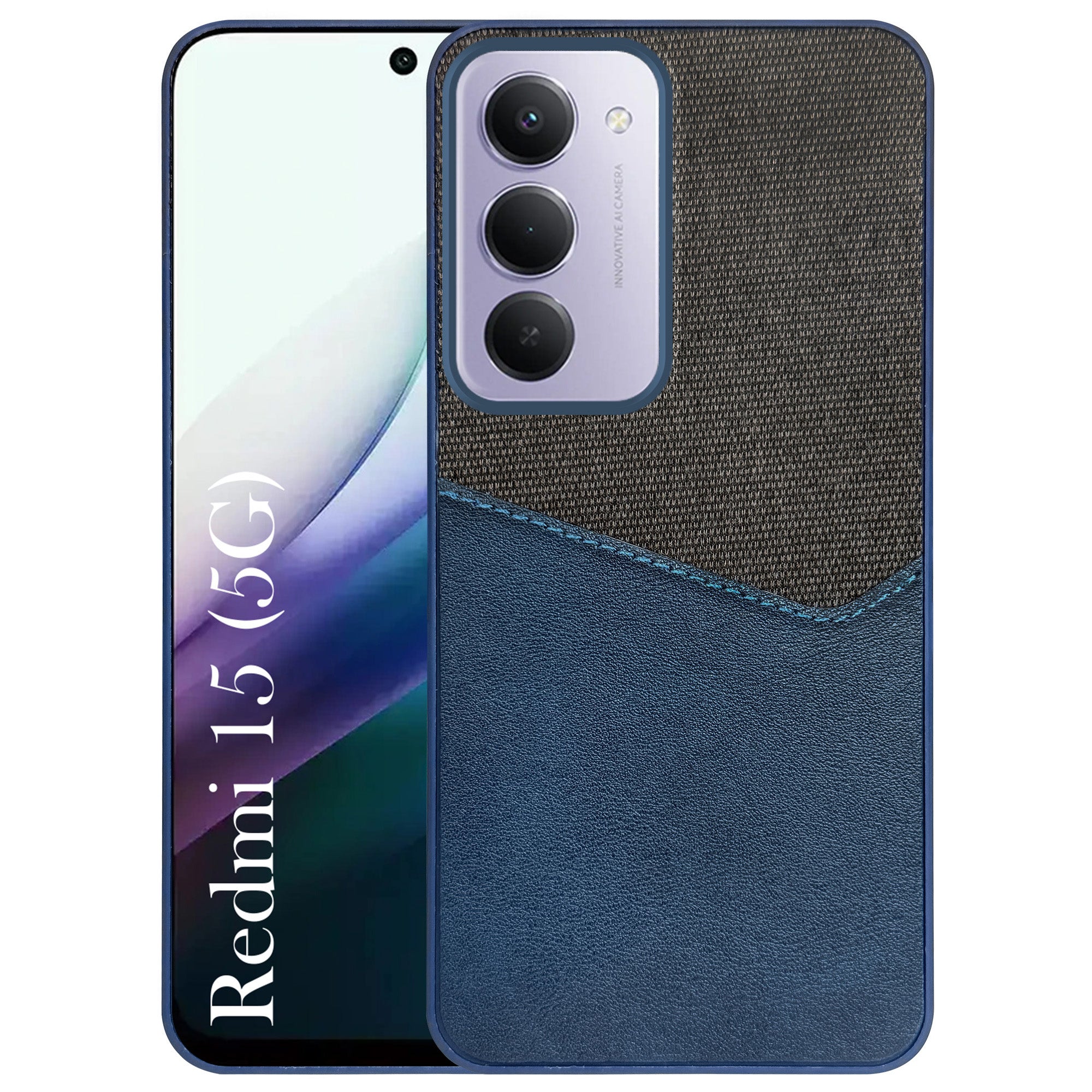 For Redmi 15 Back Cover Case (Dual PU Leather Stitch | Professional Minimalist | Soft and Flexible)