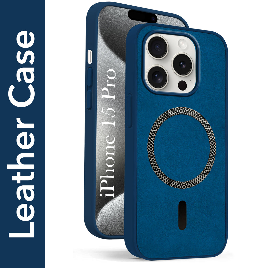 For Apple iPhone 15 Pro Back Cover Case Leather Finish (MagSafe Compatible Wireless Charging | Soft Touch | Camera Bump Protection)