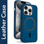 For Apple iPhone 15 Pro Back Cover Case Leather Finish (MagSafe Compatible Wireless Charging | Soft Touch | Camera Bump Protection)