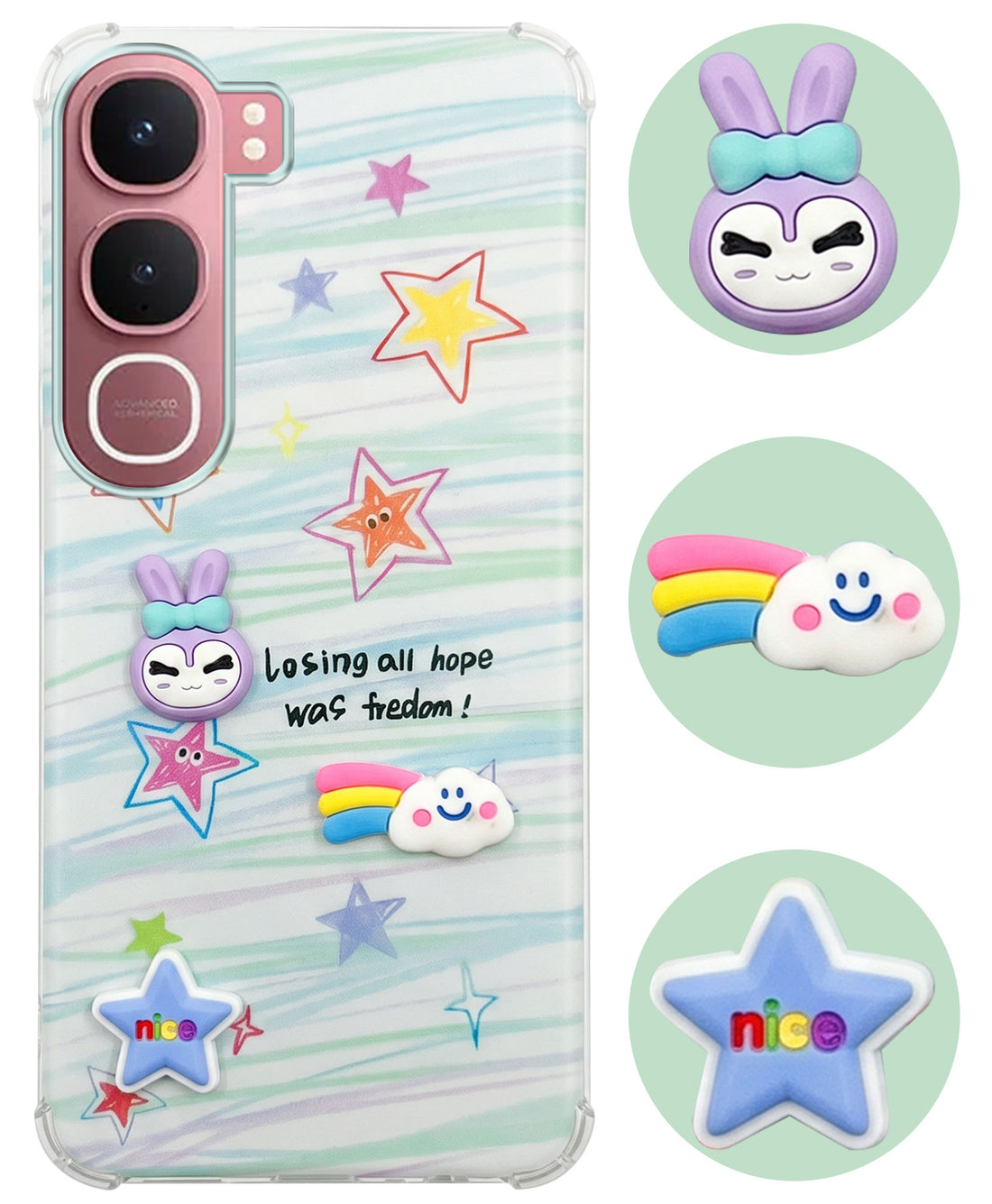For Vivo Y31 5G Back Cover Case (3D Cute Cartoons | Hard Back Side Soft | Matte Premium Finish | HD Printing)