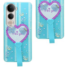 For Vivo Y400 Pro Back Cover Case (3D Cute Heart Strap Holder | Camera Protection | Designer Girls Print)