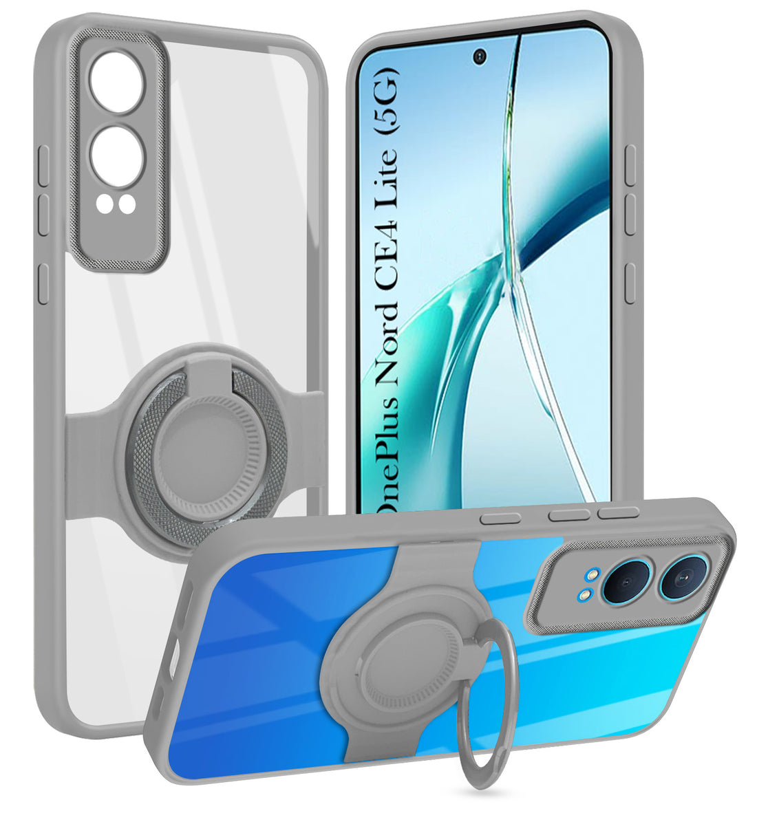 For OnePlus Nord CE 4 Lite Back Cover Case with stand (Built-in Ring Holder Kickstand | Lifetime Anti Yellow | Camera Protection)
