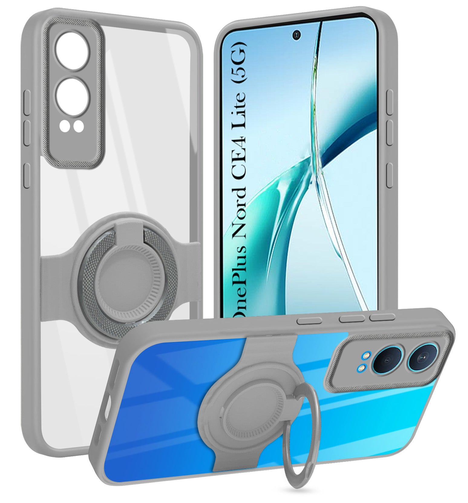 For OnePlus Nord CE 4 Lite Back Cover Case with stand (Built-in Ring Holder Kickstand | Lifetime Anti Yellow | Camera Protection)