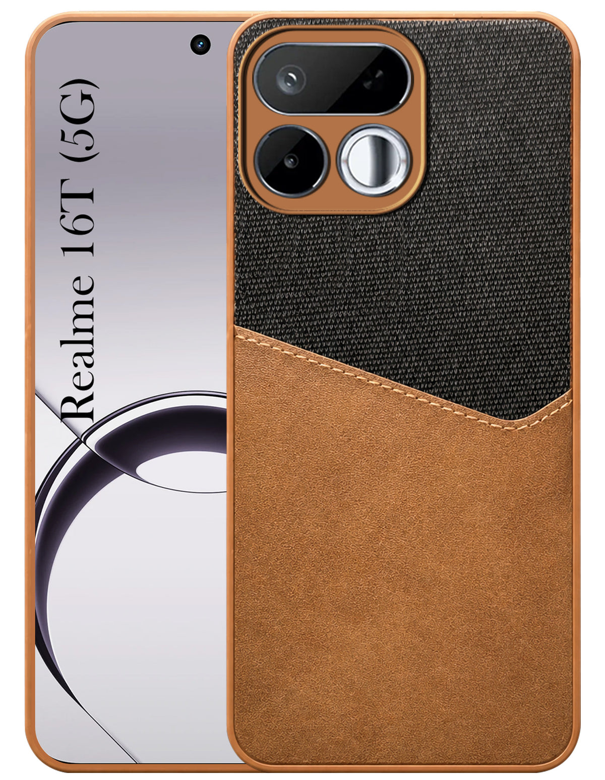 For Realme 16T 5G Back Cover Case (Dual PU Leather Stitch | Professional Minimalist | Soft and Flexible)