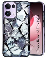 For Oppo Reno13 Pro 5G | Oppo Reno 13 Pro 5G  Back Cover Case Girls (Dual Design Glitter Sparkle and Detachable Diamond Print Case | Soft and Flexible)