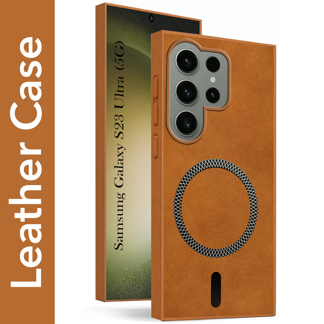 For Samsung Galaxy S23 Ultra 5G Back Cover Case (Sleek Leather Finish | MagSafe Compatible Wireless Charging | Camera Bump Protection)