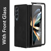 For Samsung Galaxy Z Fold 4 5G Back Cover Front Glass Leather (Full Body Case | Built-in Screen Protector | Inside Fiber Cloth | Minimalist Professional)