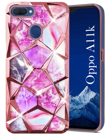 For Oppo A11k Back Cover Case (Dual Design Glitter Sparkle and Detachable Diamond Print Case | Soft and Flexible)