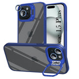 For Apple iPhone 15 Plus Back Cover Case (Camera Lens Glass | Metal Stand Holder | Shockproof Hybrid | Anti Yellow |)