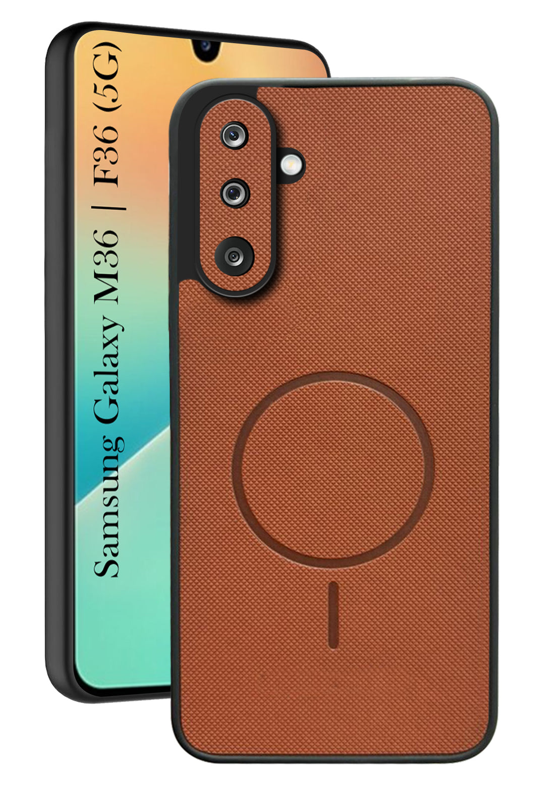 For Samsung Galaxy M36 | Samsung Galaxy F36 Back Cover Case PU Leather (Texture Grip Design | Professional Minimalist | Camera Protection | Soft and Flexible)