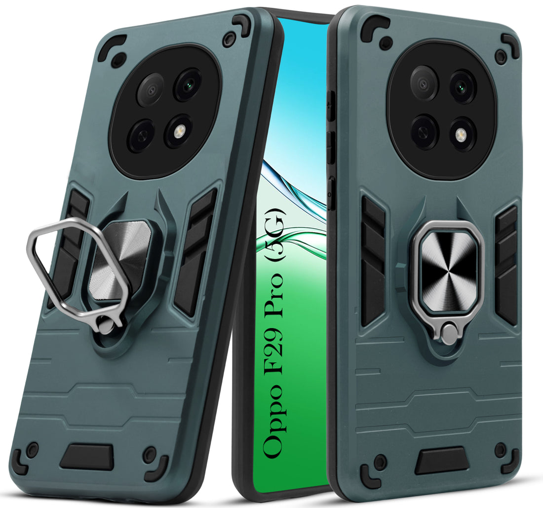 For Oppo F29 Pro Back Cover Case (Shockproof Dual Layer Polycarbonate |Ring Holder Kickstand)