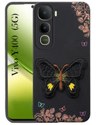 For Vivo Y400 Back Cover Case (Soft Butterfly Embroidery | Women Teen Girls | Camera Protection| Matte Silicone)