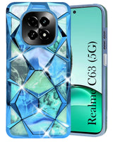 For Realme C63 5G Back Cover Case (Dual Design Glitter Sparkle and Detachable Diamond Print Case | Soft and Flexible)