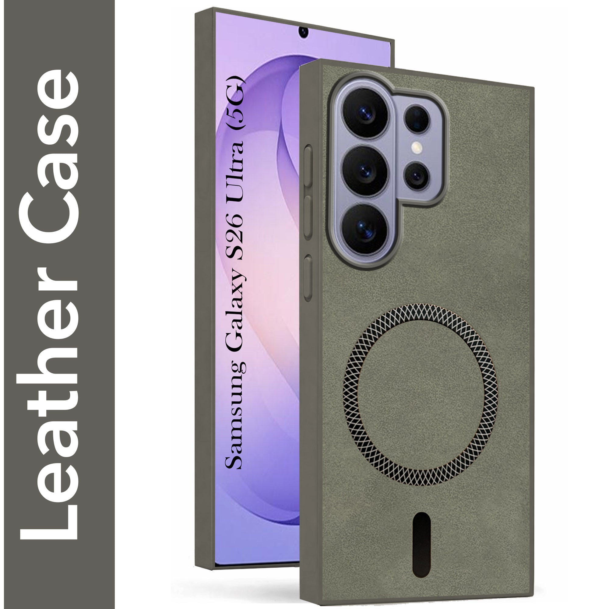 For Samsung Galaxy S26 Ultra Back Cover Case Leather Finish (MagSafe Compatible Wireless Charging | Soft Touch | Camera Bump Protection)
