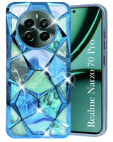 For Realme Narzo 70 Pro Back Cover Case ( Dual Design Glitter Sparkle and Detachable Diamond Print Case | Soft and Flexible)