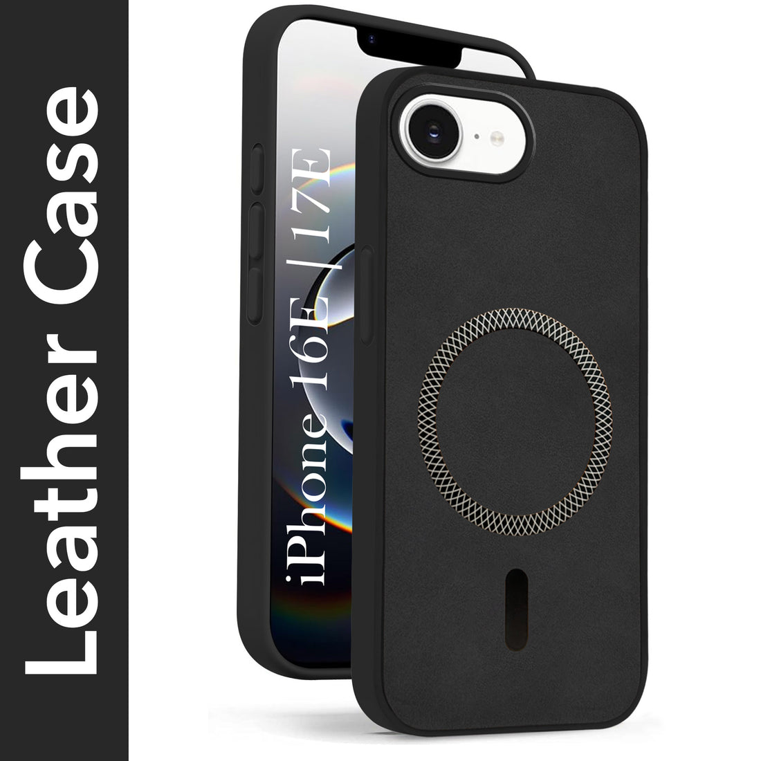 For Apple iPhone 16e | Apple iPhone 17e Back Cover Case Leather Finish (MagSafe Compatible Wireless Charging | Soft Touch | Camera Bump Protection)