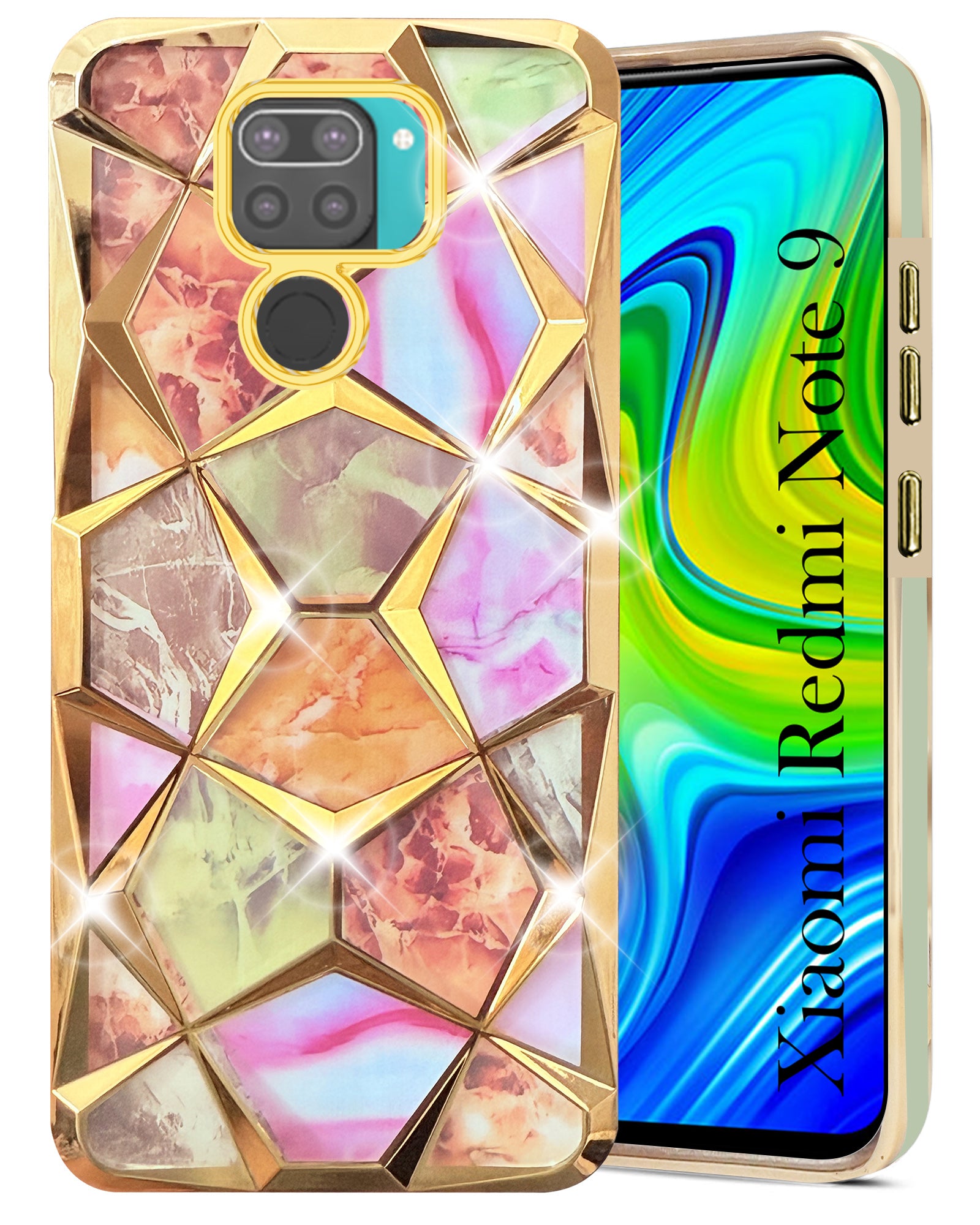 For Compatible With Xiaomi Mi Redmi Note Back Cover Case Dual Design Glitter Sparkle and Detachable Diamond Print Case Soft and Flexible)